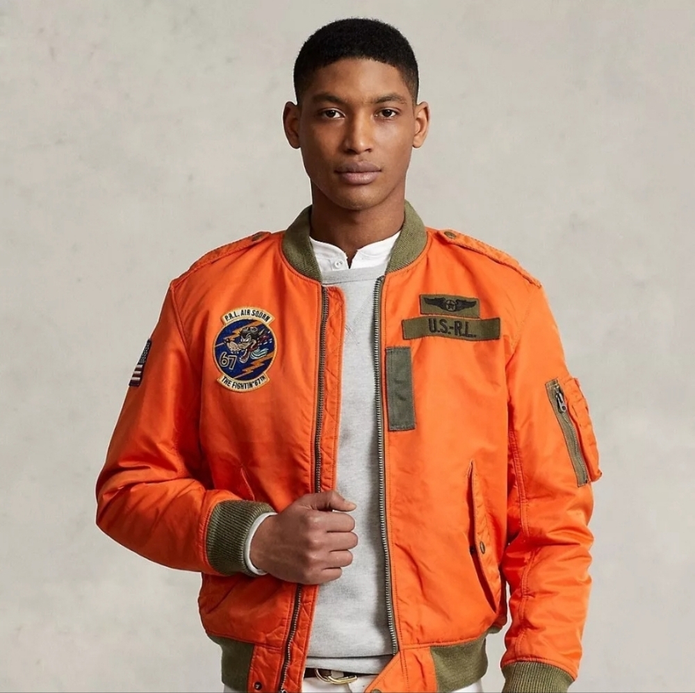 Ralph Lauren Air SQDRN Orange Bomber Jacket